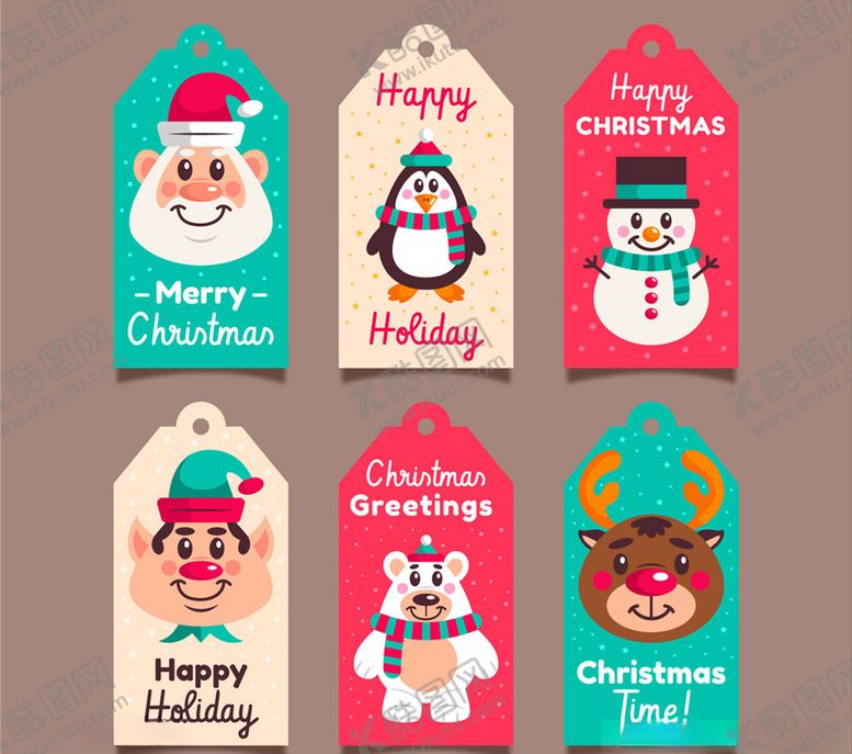 编号：47432509170011315456【酷图网】源文件下载-圣诞节卡通角色吊牌