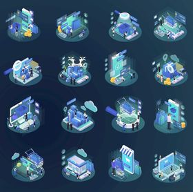 科技感立体图标集