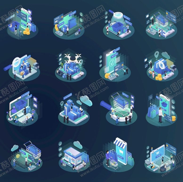 编号：70661204060244175864【酷图网】源文件下载-科技感立体图标集