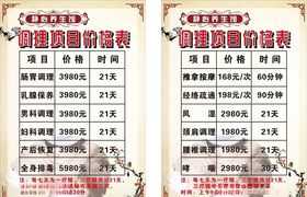 养生馆价目表