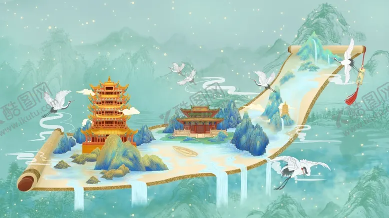 编号：56569405012151137967【酷图网】源文件下载-古风山水间的奇幻建筑景观