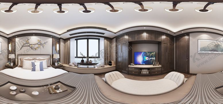 编号：34421309280845123649【酷图网】源文件下载-新中式卧室