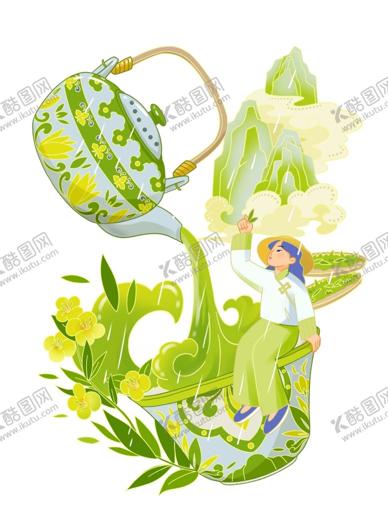 编号：44864101251526379682【酷图网】源文件下载-春茶插画