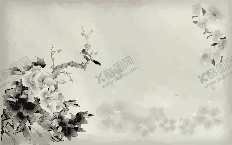 编号：58337901130632327633【酷图网】源文件下载-花朵水墨背景