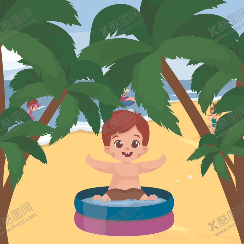 编号：58223609212212026300【酷图网】源文件下载-卡通沙滩