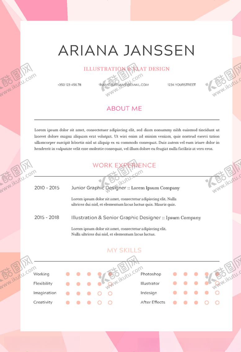 编号：32708109280423017724【酷图网】源文件下载-个人简历英文版