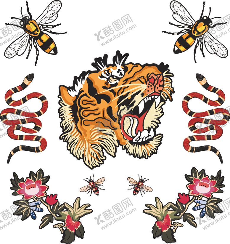 编号：85325509300057444875【酷图网】源文件下载-老虎头蜜蜂蛇花