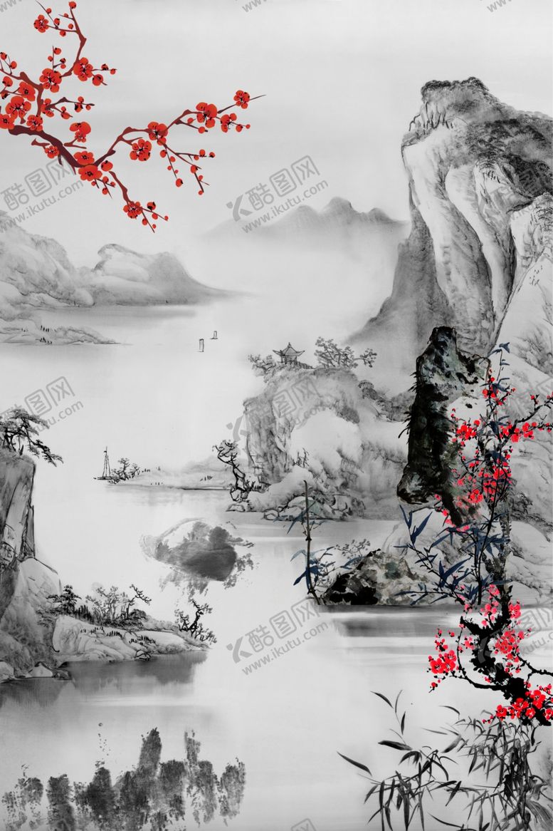 编号：72939804202006543786【酷图网】源文件下载-中国风水墨喜庆背景图片