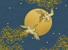 中国风背景简约格新式壁画墙