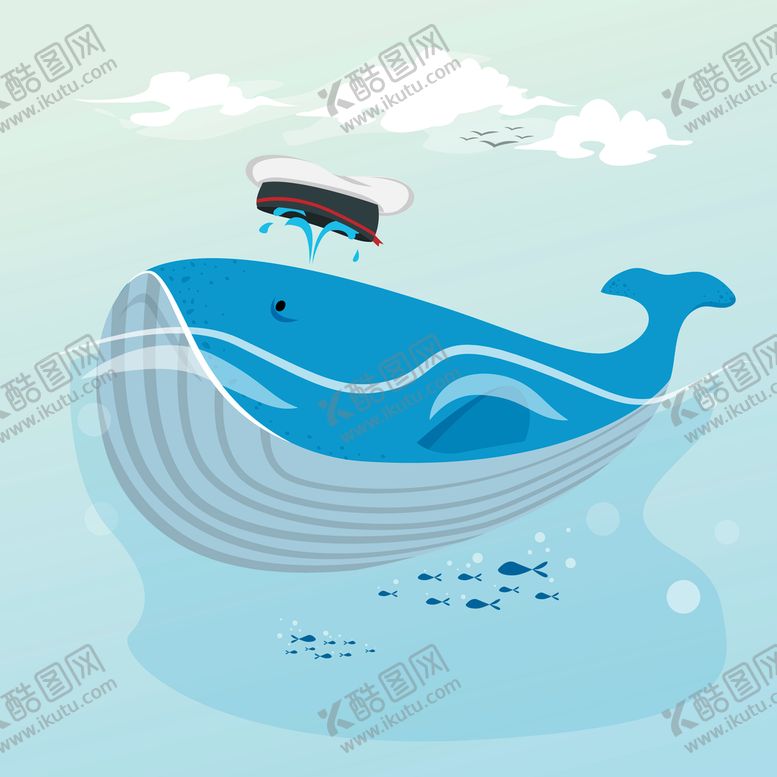 编号：96043709192152211670【酷图网】源文件下载-卡通鲸鱼插画