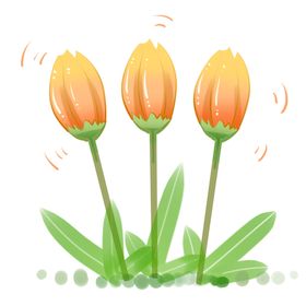 手绘卡通郁金香
