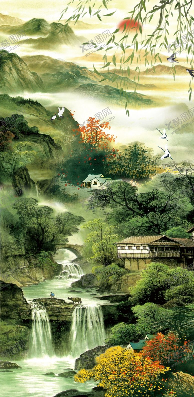 编号：28358906171439329158【酷图网】源文件下载-流水生财玄关画