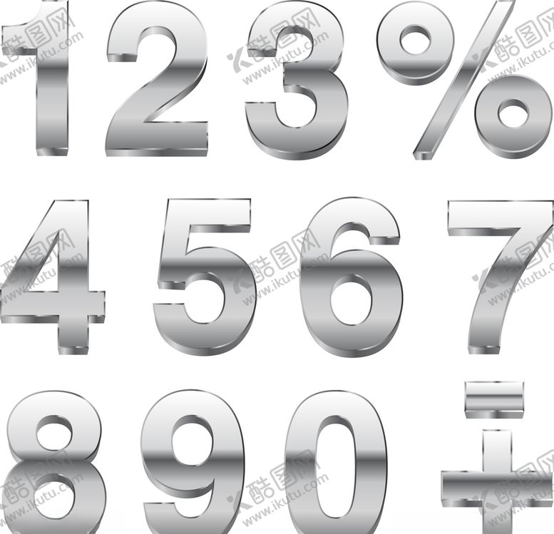 编号：19206405101237398040【酷图网】源文件下载-3D创意金属数字