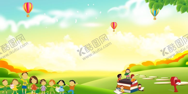 编号：31510110190509376080【酷图网】源文件下载-卡通背景绿色背景幼儿园