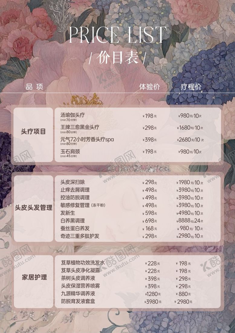 编号：19900604052327019560【酷图网】源文件下载-头疗养生馆头疗价目表复古插画风