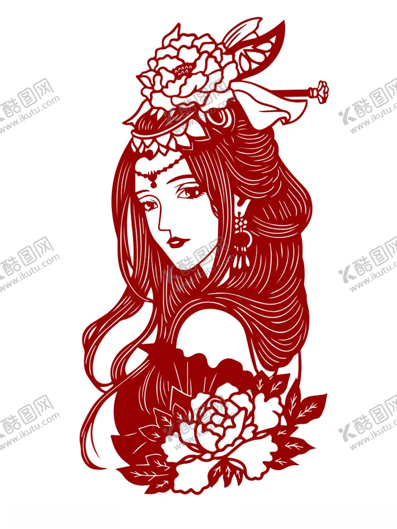 编号：43070102200607423004【酷图网】源文件下载-剪纸美女