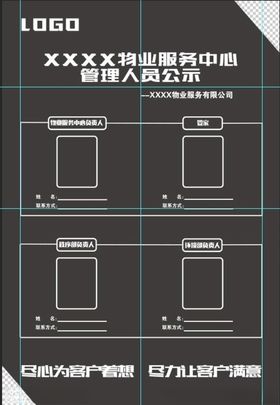 物业服务中心管理人员公示牌