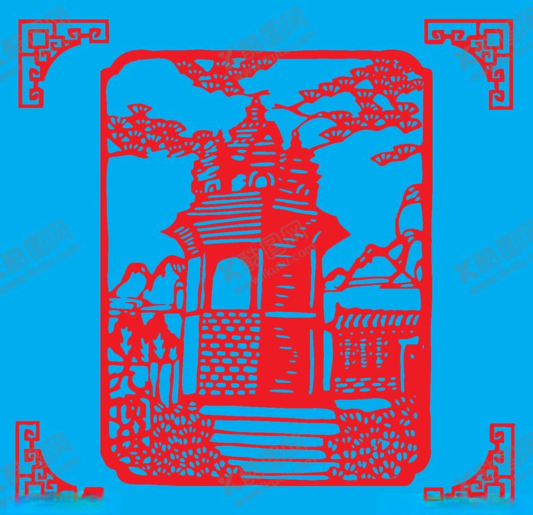 编号：87075107090954401338【酷图网】源文件下载-九顶塔剪纸