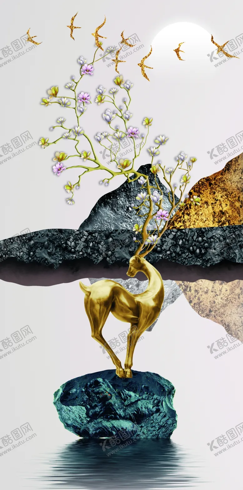 编号：94094902030602205616【酷图网】源文件下载-石来运转山水玄关画