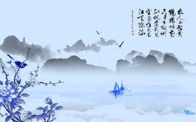 山水画水墨山水画意境山水画