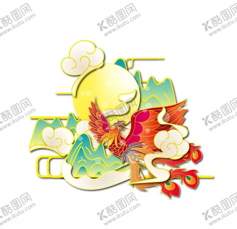 编号：31350009122235133785【酷图网】源文件下载-国潮凤凰插画