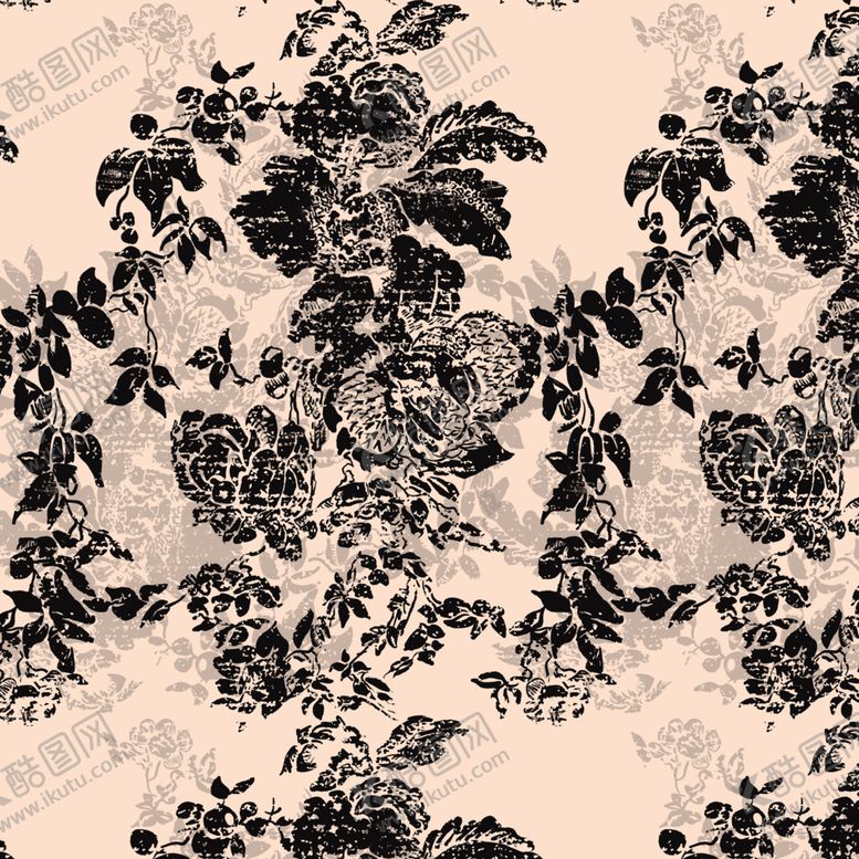 编号：96169504101633145030【酷图网】源文件下载-大牌复古黑白花卉图案