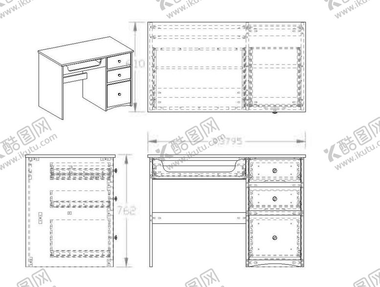 编号：13979812050532109634【酷图网】源文件下载-电脑桌办公桌CAD
