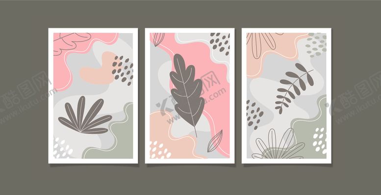 编号：16798710120722425935【酷图网】源文件下载-简约植物三联装饰画