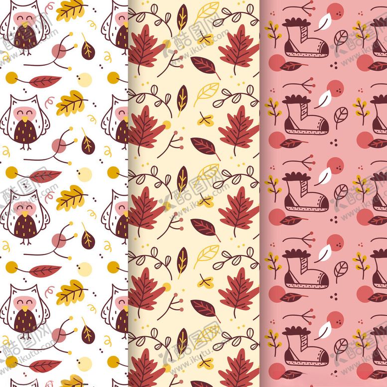 编号：96825711151649554280【酷图网】源文件下载-秋季元素无缝图案集合