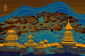 贵州城市经典插画卡通背景素材