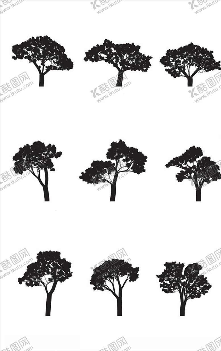 编号：66485309240858167290【酷图网】源文件下载-卡通大树剪影