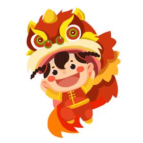 舞狮子插画