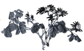 百花争艳朵鸟画水墨荷