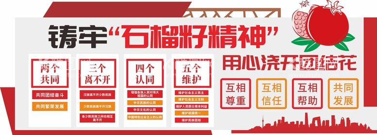 编号：40527109152322168374【酷图网】源文件下载-党建石榴籽精神文化墙团结统战部