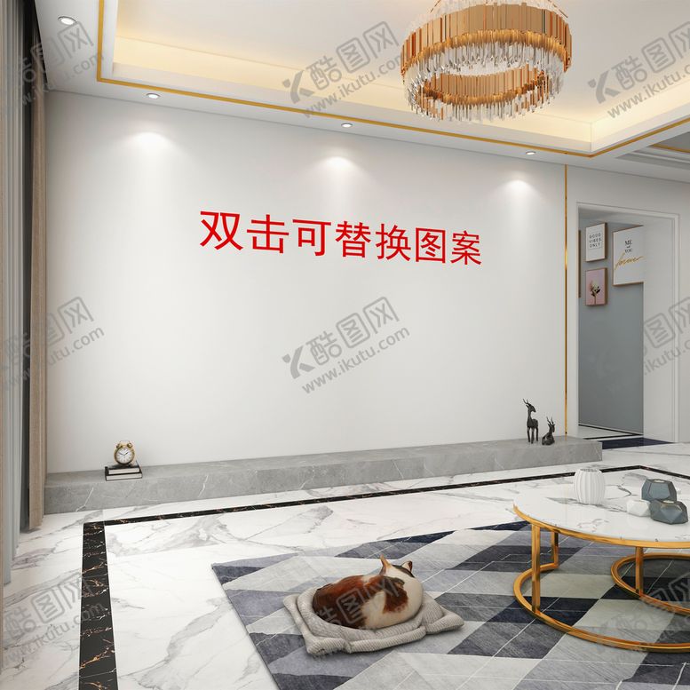 编号：73595711021333306256【酷图网】源文件下载-客厅效果图 壁画样机 产品主图