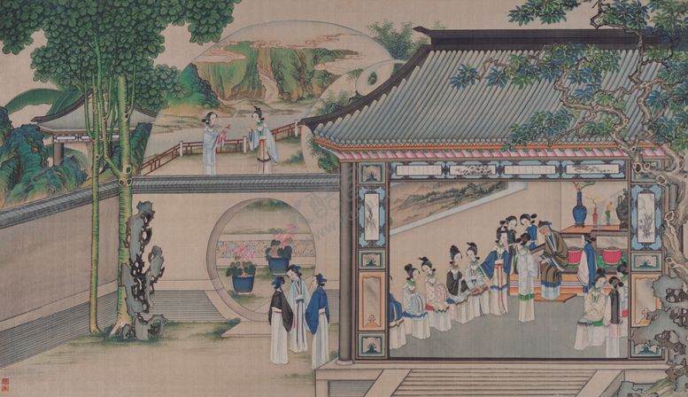 编号：39034709230023572578【酷图网】源文件下载-红楼梦场景精美工笔画