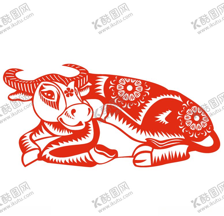 编号：87611506160511285406【酷图网】源文件下载-牛年剪纸插画