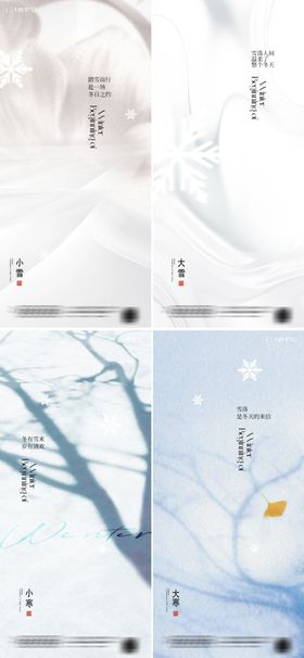 小雪大雪小寒大寒节气海报