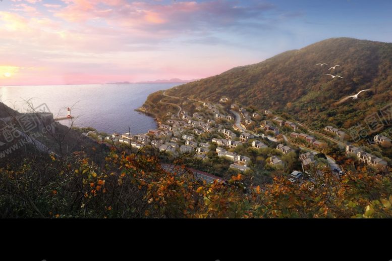 编号：91207410012212527096【酷图网】源文件下载-海港黄昏效果大海