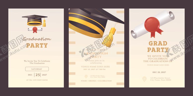 编号：83714604290138493929【酷图网】源文件下载-毕业邀请模板