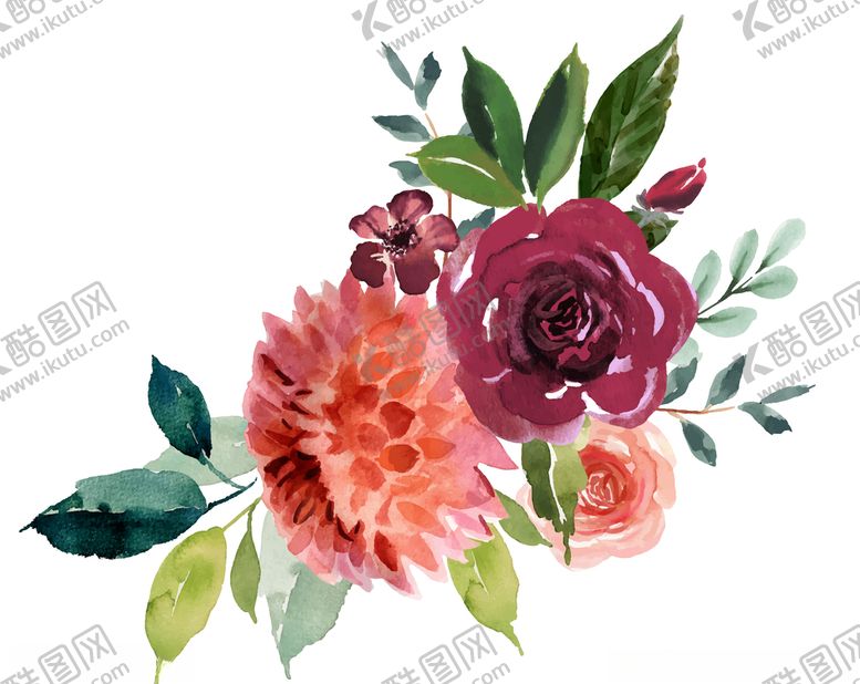 编号：60187509271114107902【酷图网】源文件下载-水彩创意花朵植物
