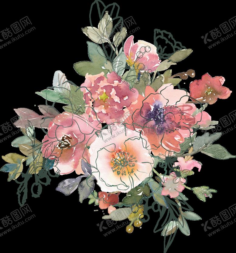 编号：28604110232307372749【酷图网】源文件下载-水彩鲜花