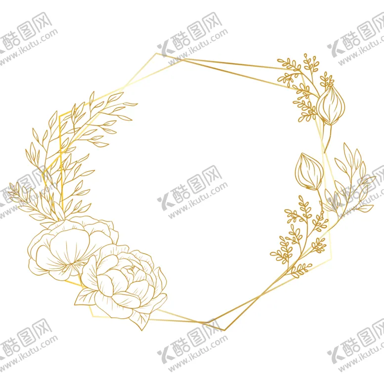 编号：19549601250253222025【酷图网】源文件下载-植物金色边框花环