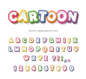 彩虹色立体数字英文字母