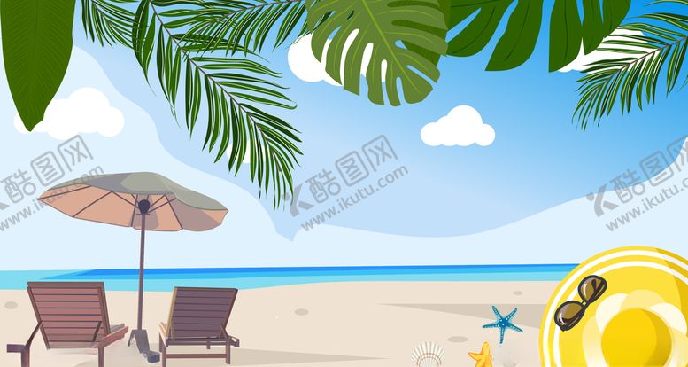 编号：15209409241343451608【酷图网】源文件下载-夏日海滩扁平插画