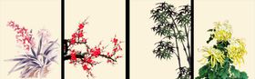 梅兰竹菊背景素材中国风素材广告设计素材广告设计底图