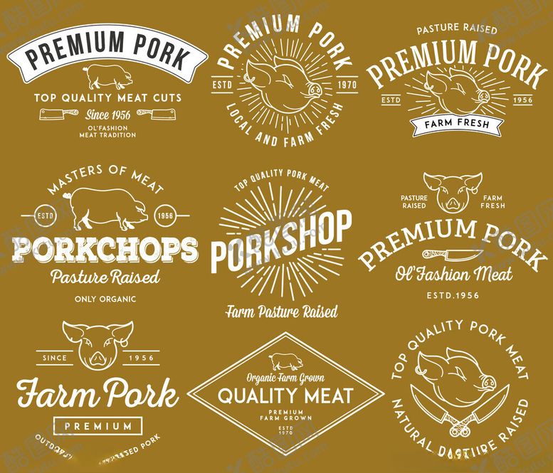 编号：36301811191228143813【酷图网】源文件下载-复古风肉类加工标签设计