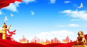 党建背景学校展板长廊