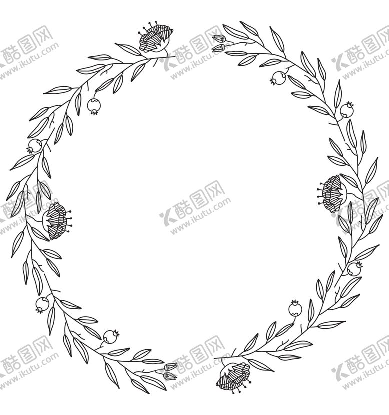 编号：39186310120815394429【酷图网】源文件下载-黑白手绘植物