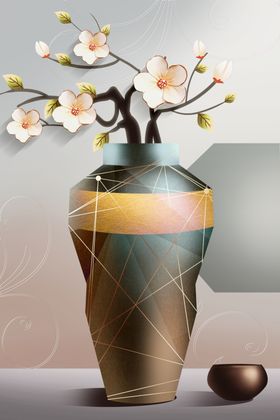 几何花瓶装饰画